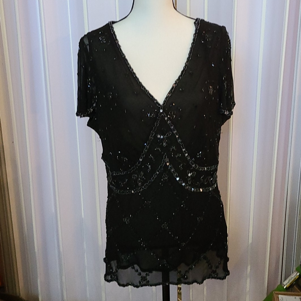 Papell sequined Evening top